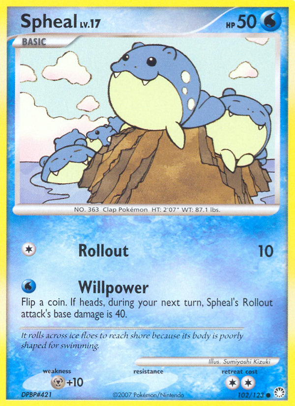 Spheal 102/123 Pokémon Mysterious Treasures (2007) English card — catalogue reference
