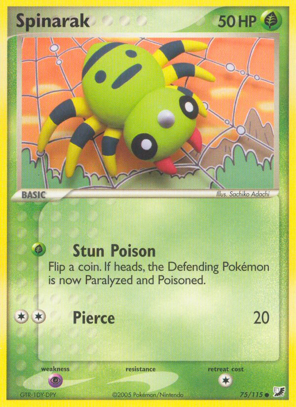 Spinarak 75/115 Pokémon EX Unseen Forces (2005) English card — catalogue reference