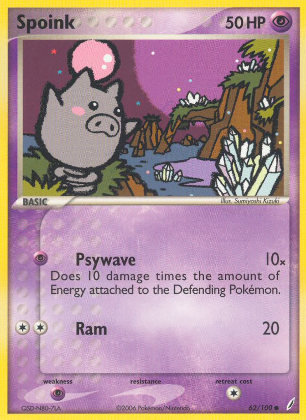 Spoink 62/100 Pokémon EX Crystal Guardians (2006) English card — catalogue reference
