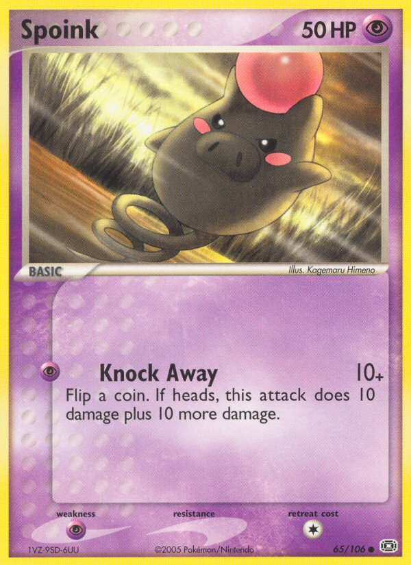 Spoink 65/106 Pokémon EX Emerald (2005) English card — catalogue reference