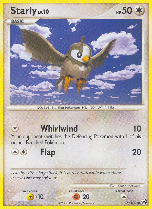 Starly 75/100 Pokémon Majestic Dawn (2008) English card — catalogue reference