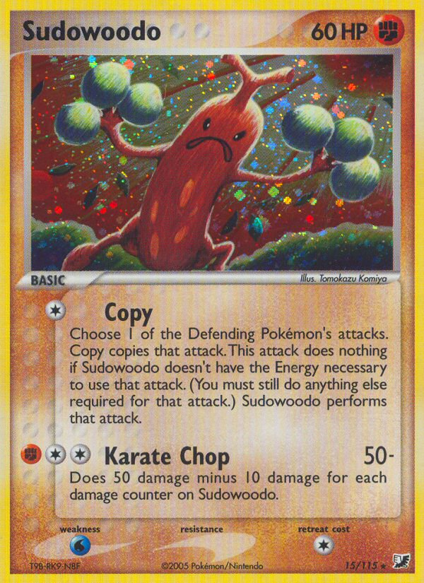 Sudowoodo 15/115 Pokémon EX Unseen Forces (2005) English card — catalogue reference