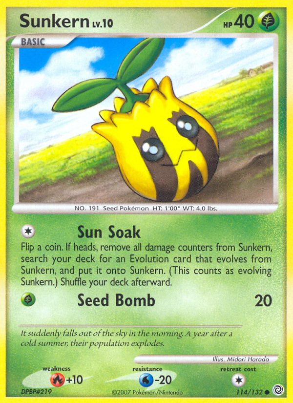 Sunkern 114/132 Pokémon Secret Wonders (2007) English card — catalogue reference
