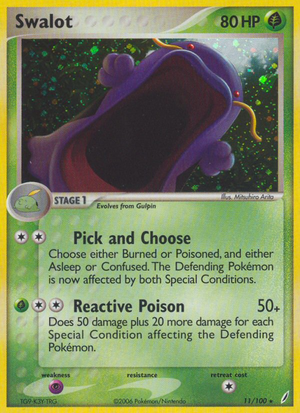 Swalot 11/100 Pokémon EX Crystal Guardians (2006) English card — catalogue reference