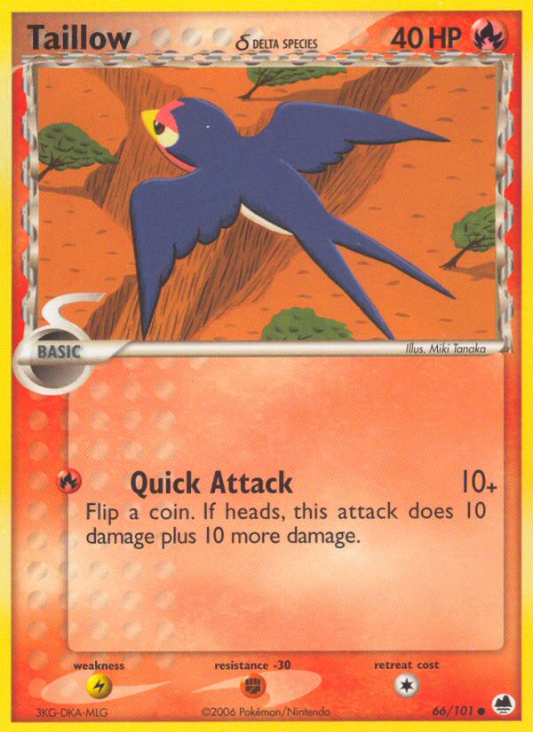 Taillow δ 66/101 Pokémon EX Dragon Frontiers (2006) English card — catalogue reference