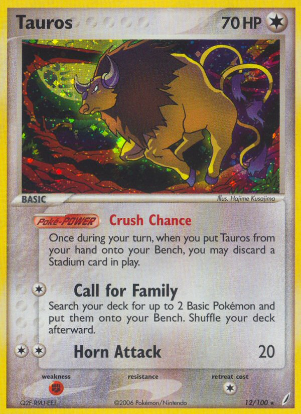 Tauros 12/100 Pokémon EX Crystal Guardians (2006) English card — catalogue reference