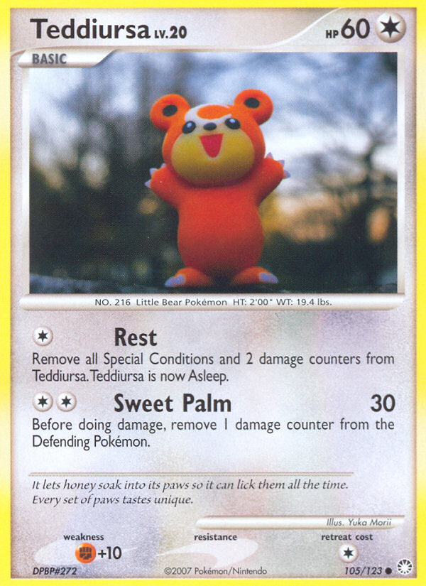 Teddiursa 105/123 Pokémon Mysterious Treasures (2007) English card — catalogue reference