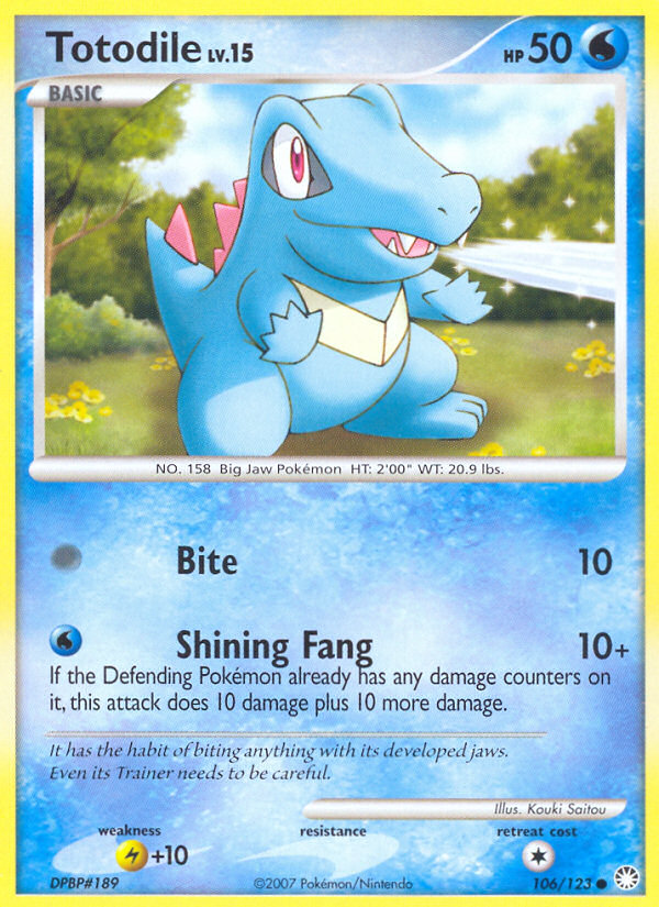 Totodile 106/123 Pokémon Mysterious Treasures (2007) English card — catalogue reference