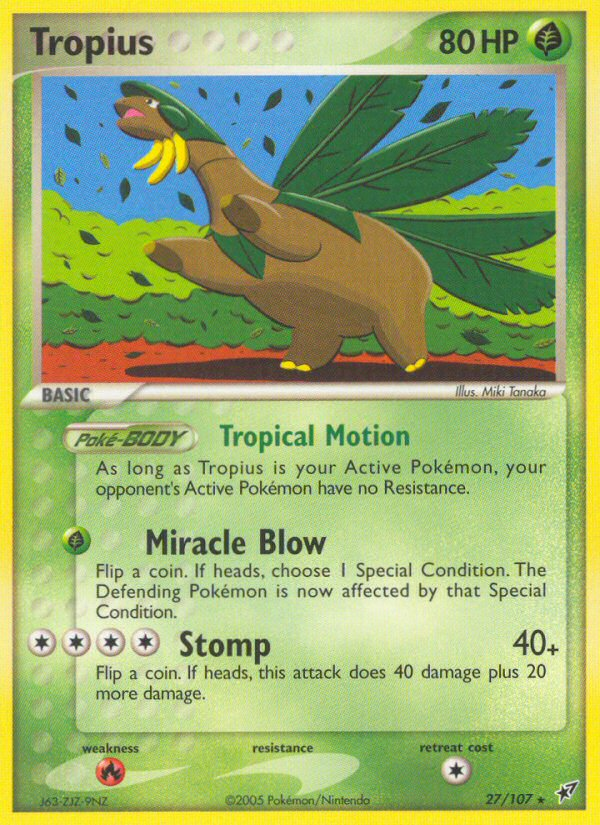 Tropius 27/107 Pokémon EX Deoxys (2005) English card — catalogue reference