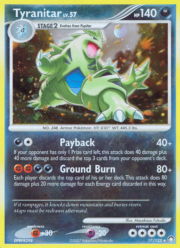 Tyranitar 17/123 Pokémon Mysterious Treasures (2007) English card — catalogue reference