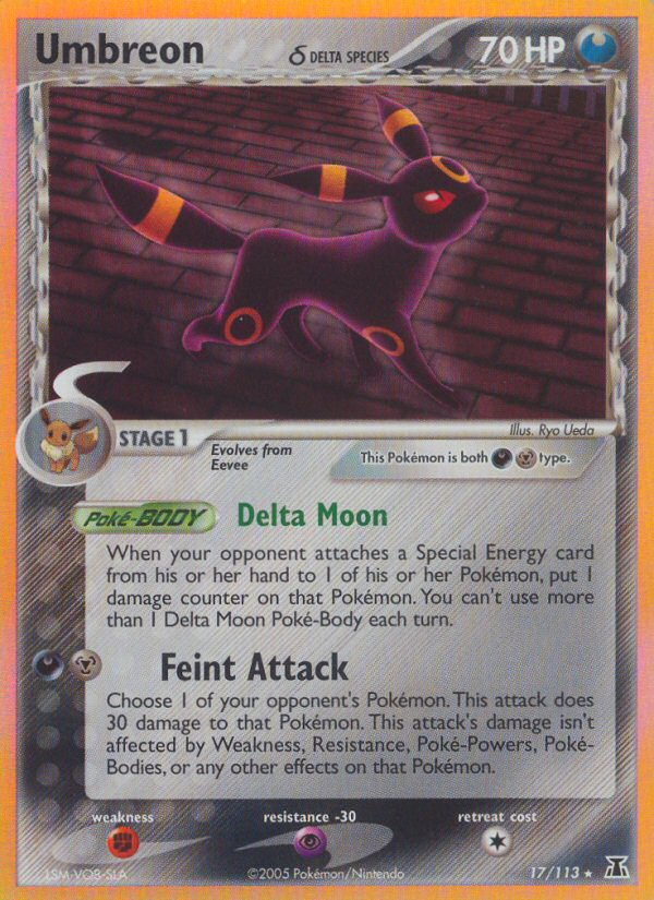 Umbreon δ 17/113 Pokémon EX Delta Species (2005) English card — catalogue reference