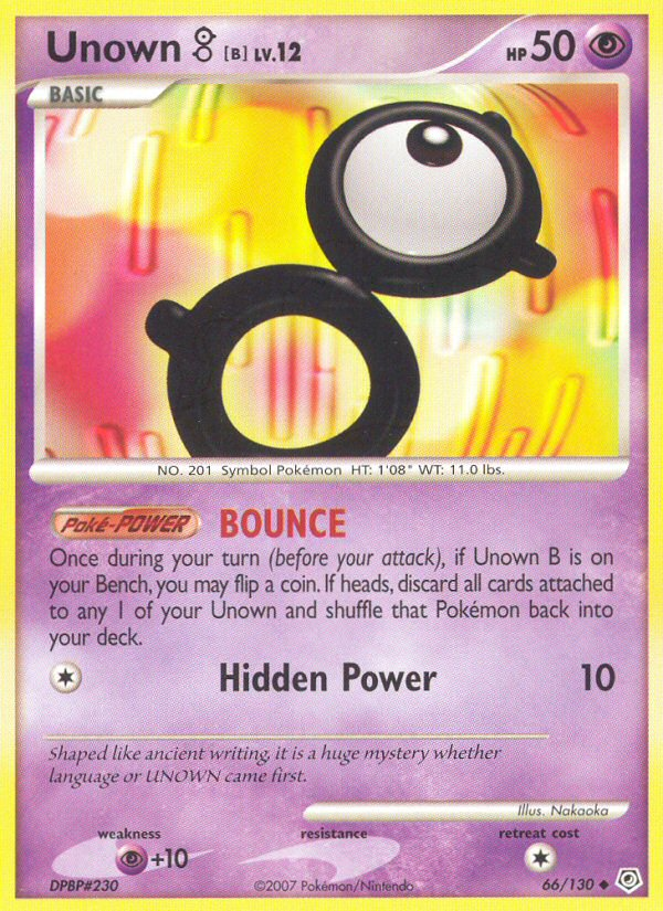 Unown [B] 66/130 Pokémon Diamond & Pearl (2007) English card — catalogue reference