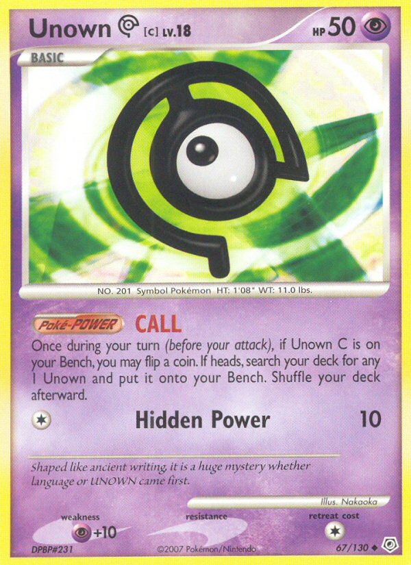 Unown [C] 67/130 Pokémon Diamond & Pearl (2007) English card — catalogue reference
