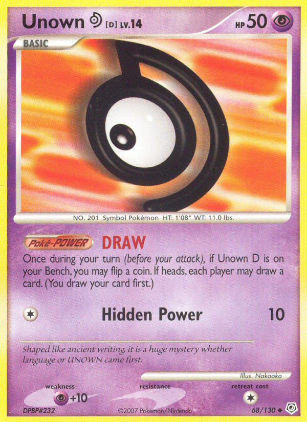 Unown [D] 68/130 Pokémon Diamond & Pearl (2007) English card — catalogue reference