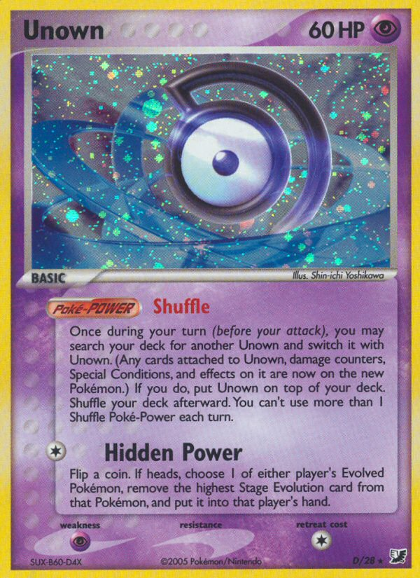 Unown D D/28 Pokémon EX Unseen Forces (2005) English card — catalogue reference