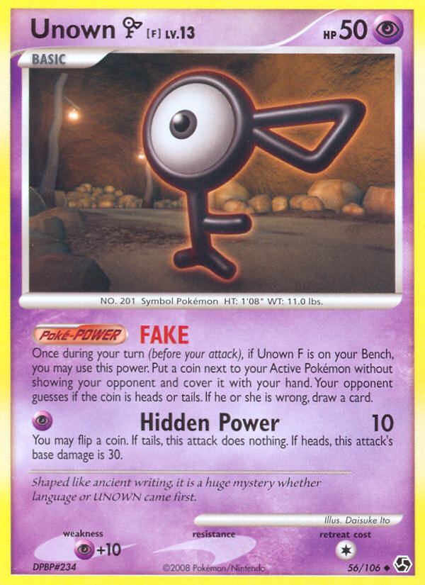 Unown [F] 56/106 Pokémon Great Encounters (2008) English card — catalogue reference