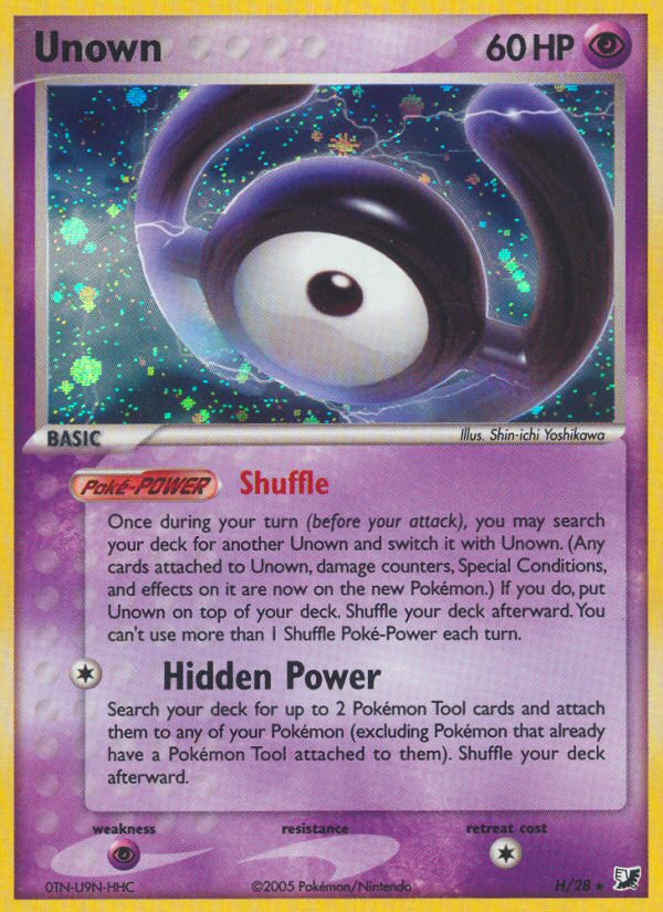 Unown H H/28 Pokémon EX Unseen Forces (2005) English card — catalogue reference