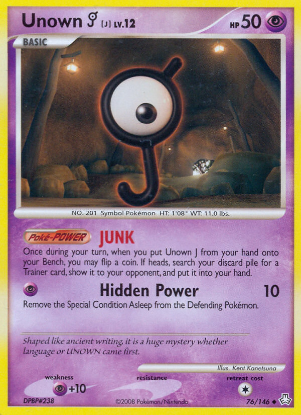 Unown [J] 76/146 Pokémon Legends Awakened (2008) English card — catalogue reference