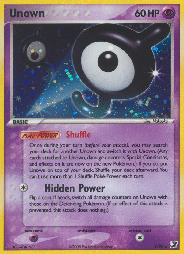 Unown J J/28 Pokémon EX Unseen Forces (2005) English card — catalogue reference