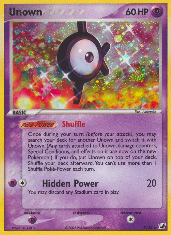 Unown K K/28 Pokémon EX Unseen Forces (2005) English card — catalogue reference