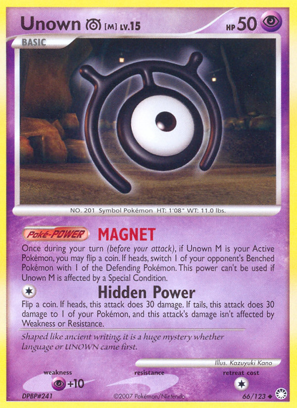 Unown [M] 66/123 Pokémon Mysterious Treasures (2007) English card — catalogue reference