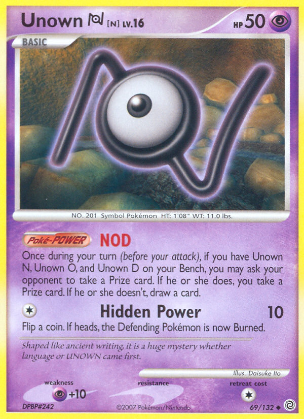 Unown [N] 69/132 Pokémon Secret Wonders (2007) English card — catalogue reference