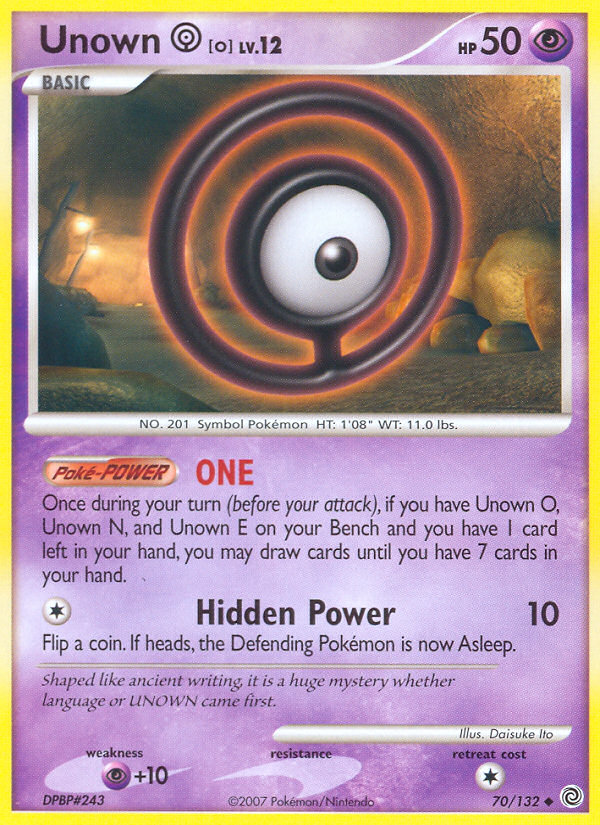 Unown [O] 70/132 Pokémon Secret Wonders (2007) English card — catalogue reference