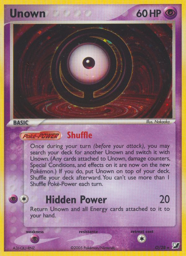 Unown O O/28 Pokémon EX Unseen Forces (2005) English card — catalogue reference