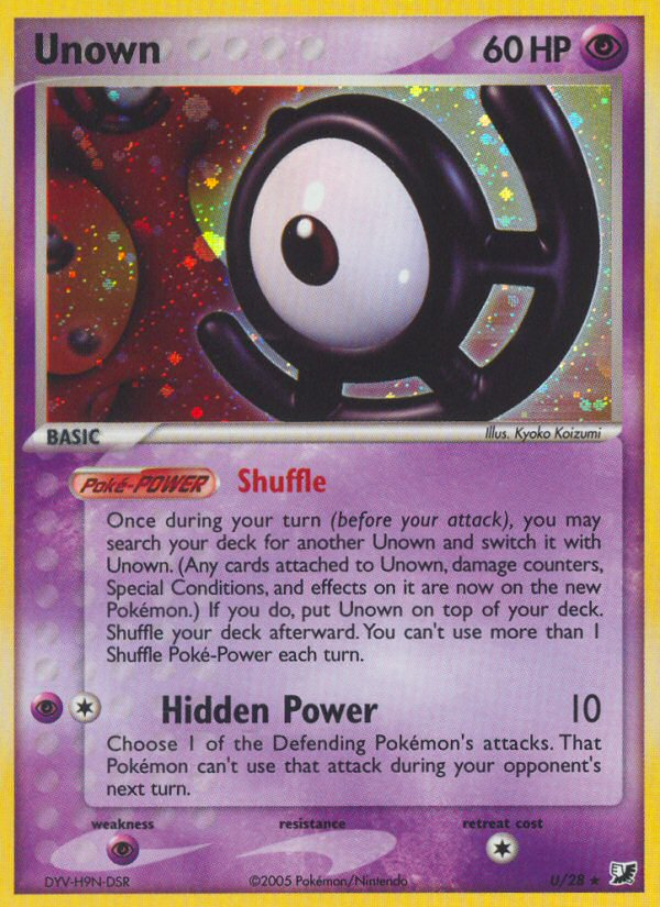 Unown U U/28 Pokémon EX Unseen Forces (2005) English card — catalogue reference
