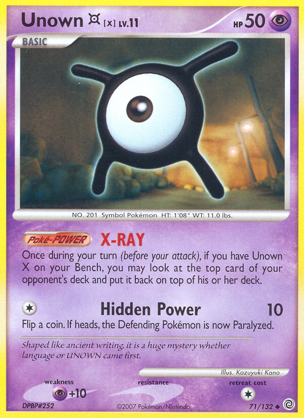 Unown [X] 71/132 Pokémon Secret Wonders (2007) English card — catalogue reference