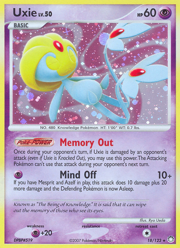 Uxie 18/123 Pokémon Mysterious Treasures (2007) English card — catalogue reference