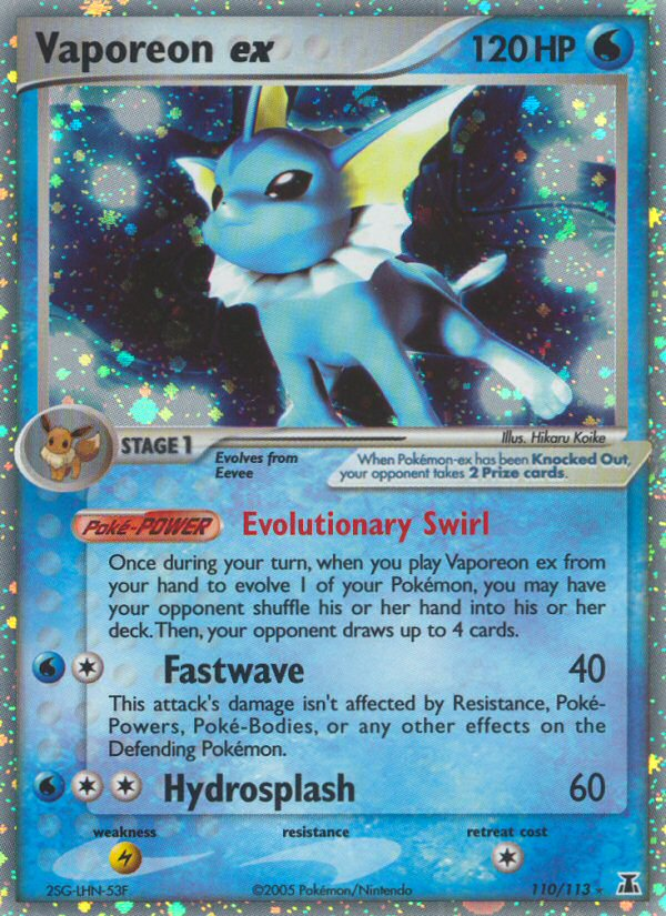 Vaporeon ex 110/113 Pokémon EX Delta Species (2005) English card — catalogue reference