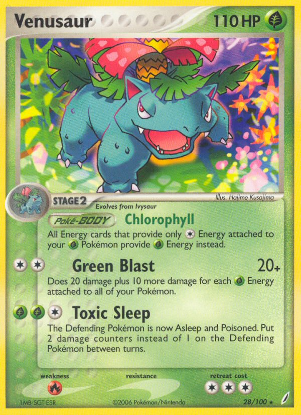 Venusaur 28/100 Pokémon EX Crystal Guardians (2006) English card — catalogue reference