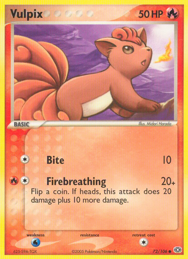 Vulpix 72/106 Pokémon EX Emerald (2005) English card — catalogue reference