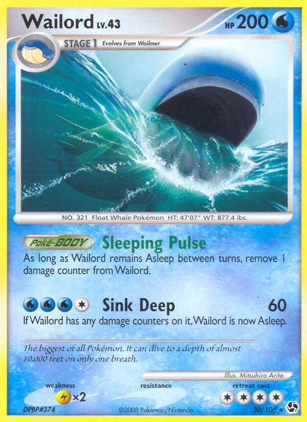 Wailord 30/106 Pokémon Great Encounters (2008) English card — catalogue reference