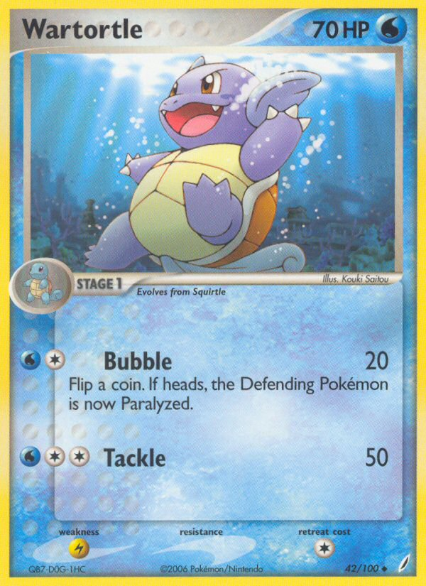 Wartortle 42/100 Pokémon EX Crystal Guardians (2006) English card — catalogue reference