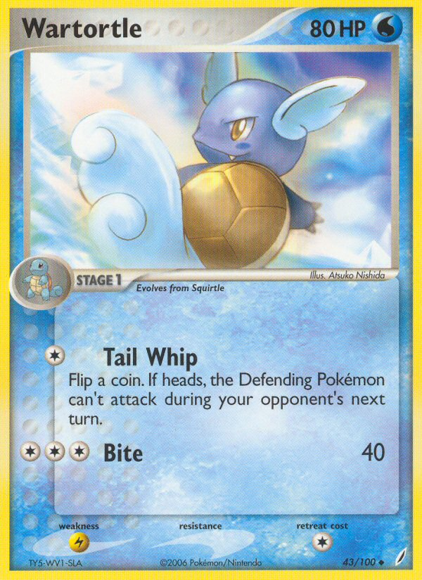 Wartortle 43/100 Pokémon EX Crystal Guardians (2006) English card — catalogue reference