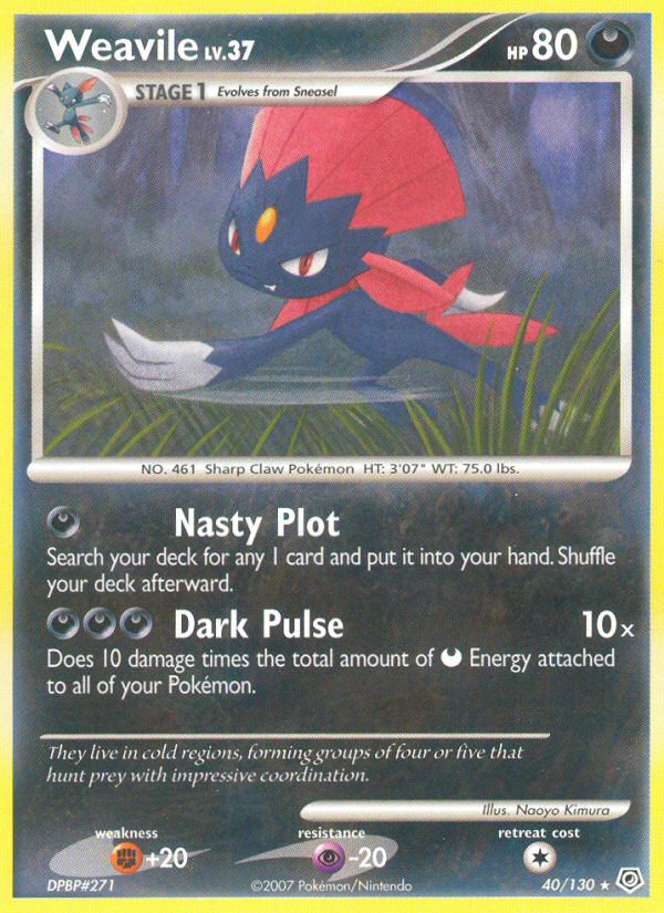 Weavile 40/130 Pokémon Diamond & Pearl (2007) English card — catalogue reference