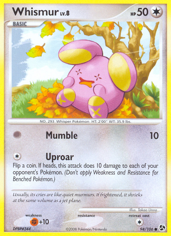 Whismur 94/106 Pokémon Great Encounters (2008) English card — catalogue reference