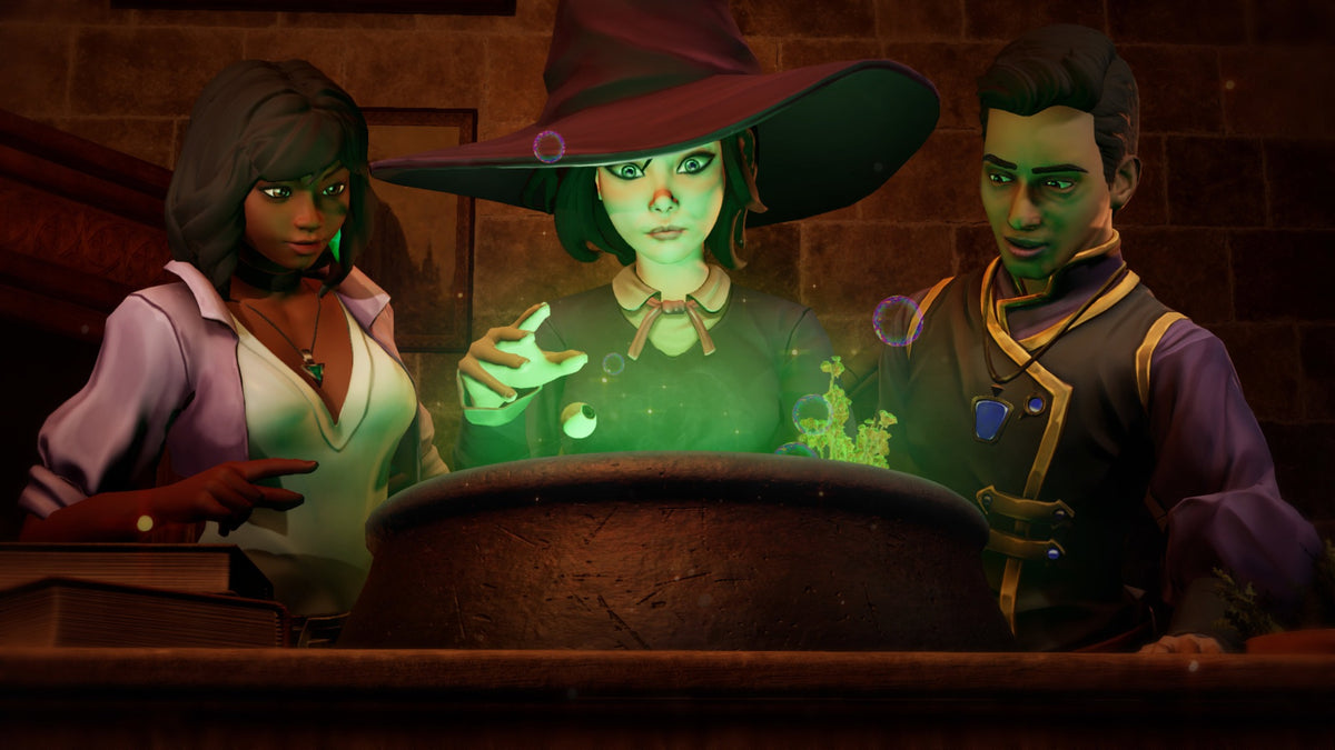 Wizards Academy VR players preparing a glowing magical potion