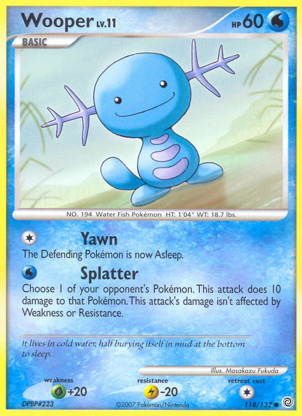 Wooper 118/132 Pokémon Secret Wonders (2007) English card — catalogue reference
