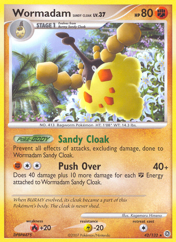 Wormadam Sandy Cloak 42/132 Pokémon Secret Wonders (2007) English card — catalogue reference