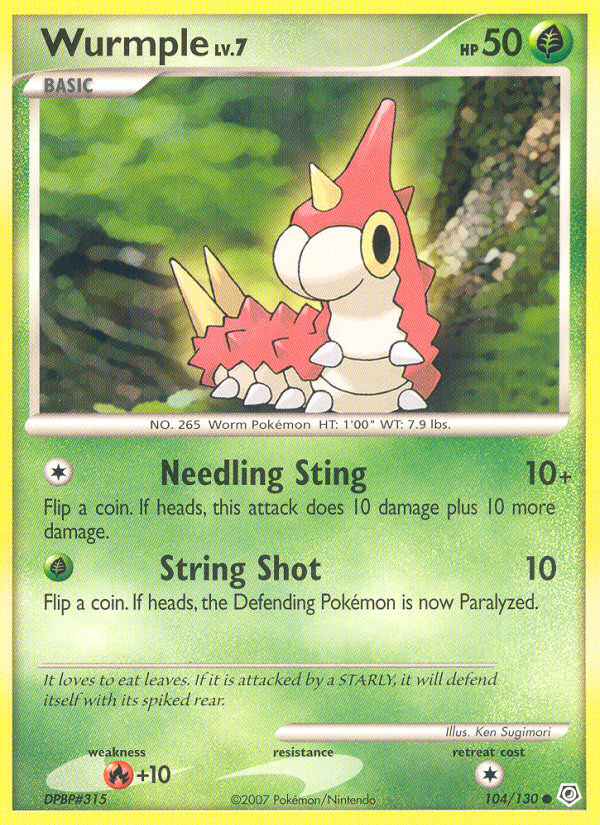 Wurmple 104/130 Pokémon Diamond & Pearl (2007) English card — catalogue reference