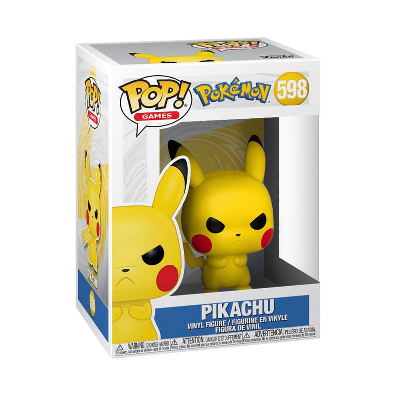Funko Pop! vinyl figure packaging of Pikachu with Pop! and Pokemon branding.