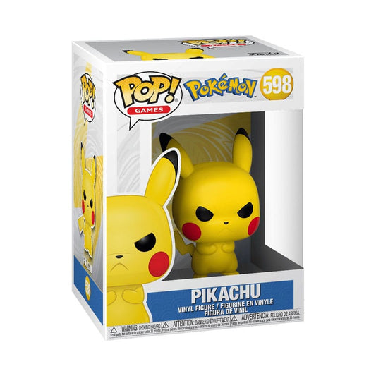 Funko Pop! vinyl figure packaging of Pikachu with Pop! and Pokemon branding.
