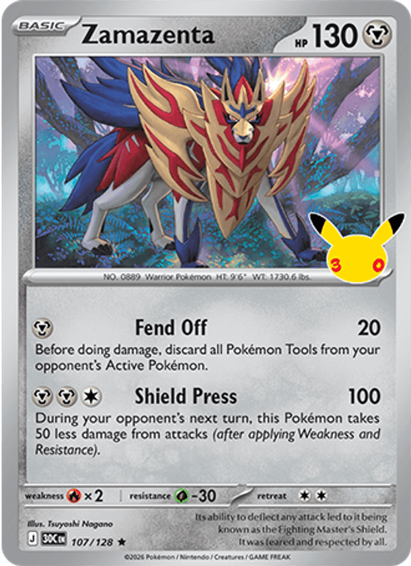Zamazenta 107/128 — Pokémon 30th Celebration catalogue reference