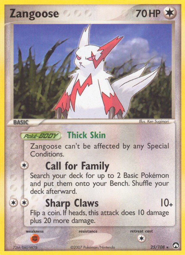 Zangoose 25/108 Pokémon EX Power Keepers (2007) English card — catalogue reference