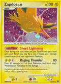 Zapdos 14/100 Pokémon Majestic Dawn (2008) English card — catalogue reference